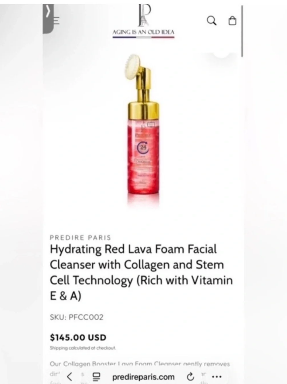 Predire Lava Foam Cleanser W/Collagen & Stem Cells, W/Brush Head ~ Retail $145